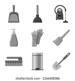 Vector design of cleaning and service symbol. Set of cleaning and household vector icon for stock.