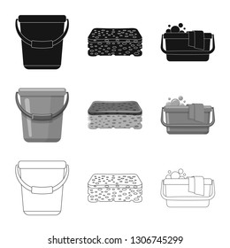 Vector design of cleaning and service symbol. Set of cleaning and household stock symbol for web.