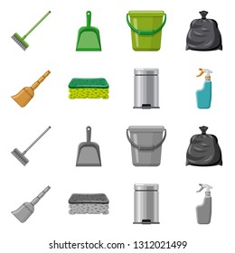 Vector design of cleaning and service symbol. Collection of cleaning and household stock symbol for web.
