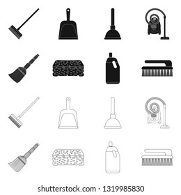 Vector design of cleaning and service symbol. Set of cleaning and household vector icon for stock.