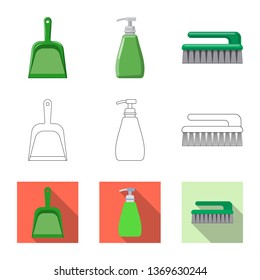 Vector design of cleaning and service symbol. Set of cleaning and household vector icon for stock.