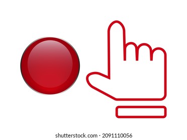Diseño vectorial de iconos de clic con la mano. Sólo empieza el concepto.Ilustración vectorial
