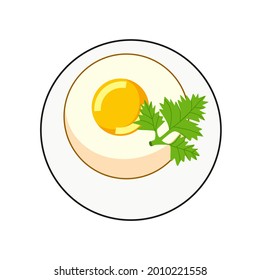 vector design, clipart, cooked egg on a plate