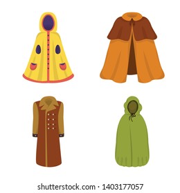 Vector design of cloak and clothes icon. Collection of cloak and garment vector icon for stock.
