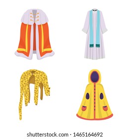 Vector design of cloak and clothes logo. Set of cloak and garment stock vector illustration.