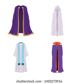 Vector design of cloak and clothes sign. Collection of cloak and garment stock symbol for web.