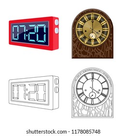 Vector design of clock and time icon. Set of clock and circle vector icon for stock.