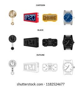 Vector design of clock and time icon. Collection of clock and circle stock vector illustration.