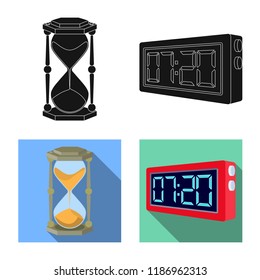 Vector design of clock and time icon. Collection of clock and circle vector icon for stock.