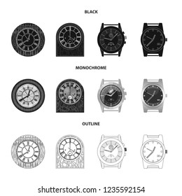 Vector design of clock and time icon. Set of clock and circle stock symbol for web.