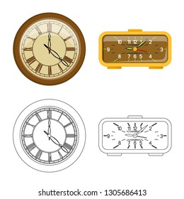 Vector design of clock and time icon. Collection of clock and circle vector icon for stock.