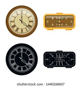 Vector design of clock and time icon. Collection of clock and circle stock vector illustration.