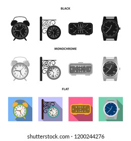 Vector design of clock and time logo. Collection of clock and circle vector icon for stock.