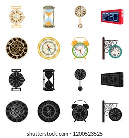 Vector design of clock and time logo. Set of clock and circle stock vector illustration.