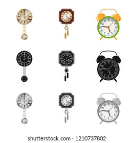 Vector design of clock and time logo. Collection of clock and circle vector icon for stock.