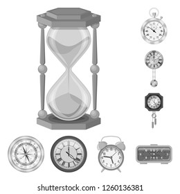 Vector design of clock and time logo. Collection of clock and circle stock vector illustration.
