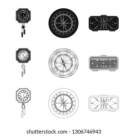 Vector design of clock and time logo. Set of clock and circle stock symbol for web.