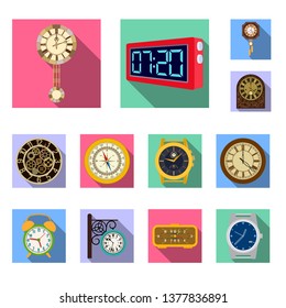 Vector design of clock and time logo. Collection of clock and circle vector icon for stock.