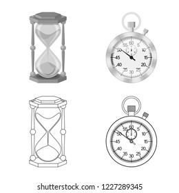 Vector design of clock and time sign. Set of clock and circle stock vector illustration.