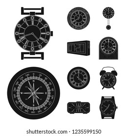 Vector design of clock and time sign. Collection of clock and circle vector icon for stock.