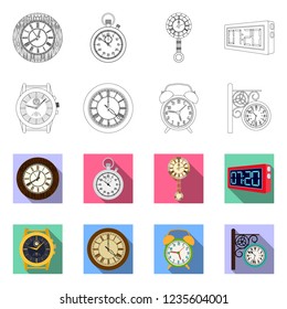 Vector design of clock and time sign. Set of clock and circle stock vector illustration.
