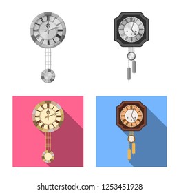 Vector design of clock and time sign. Set of clock and circle stock vector illustration.