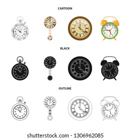 Vector design of clock and time sign. Set of clock and circle stock symbol for web.
