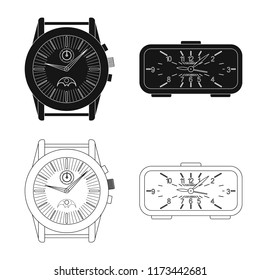 Vector design of clock and time symbol. Set of clock and circle stock vector illustration.