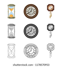 Vector design of clock and time symbol. Set of clock and circle stock symbol for web.