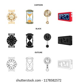 Vector design of clock and time symbol. Set of clock and circle vector icon for stock.