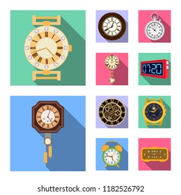 Vector design of clock and time symbol. Set of clock and circle stock symbol for web.