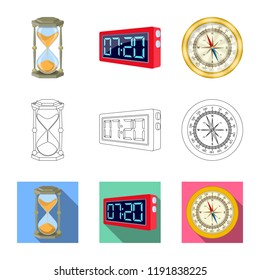 Vector design of clock and time symbol. Collection of clock and circle vector icon for stock.