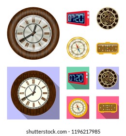 Vector design of clock and time symbol. Set of clock and circle stock vector illustration.