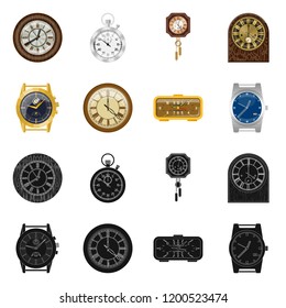 Vector design of clock and time symbol. Set of clock and circle vector icon for stock.