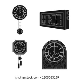 Vector design of clock and time symbol. Set of clock and circle stock symbol for web.