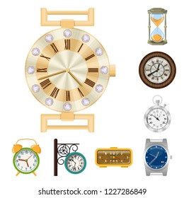 Vector design of clock and time symbol. Set of clock and circle stock symbol for web.