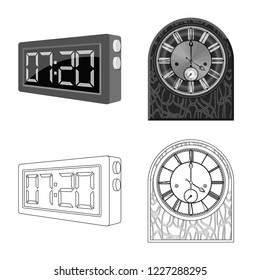 Vector design of clock and time symbol. Set of clock and circle vector icon for stock.