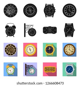 Vector design of clock and time symbol. Set of clock and circle stock vector illustration.
