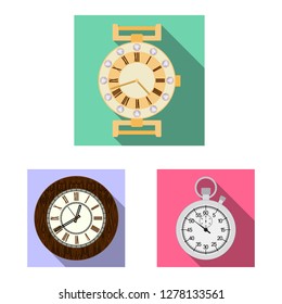 Vector design of clock and time symbol. Collection of clock and circle vector icon for stock.