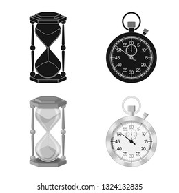 Vector design of clock and time symbol. Set of clock and circle stock vector illustration.