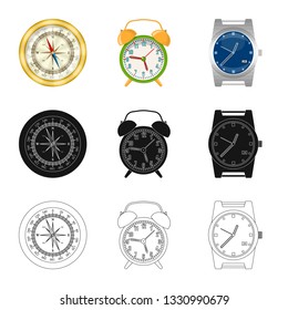 Vector design of clock and time symbol. Set of clock and circle stock vector illustration.