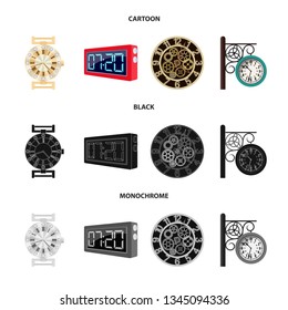 Vector design of clock and time symbol. Set of clock and circle stock vector illustration.