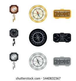 Vector design of clock and time symbol. Collection of clock and circle stock symbol for web.