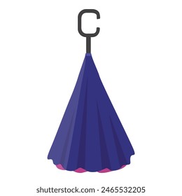 Diseño de Vector de un paraguas azul cerrado con asa de gancho