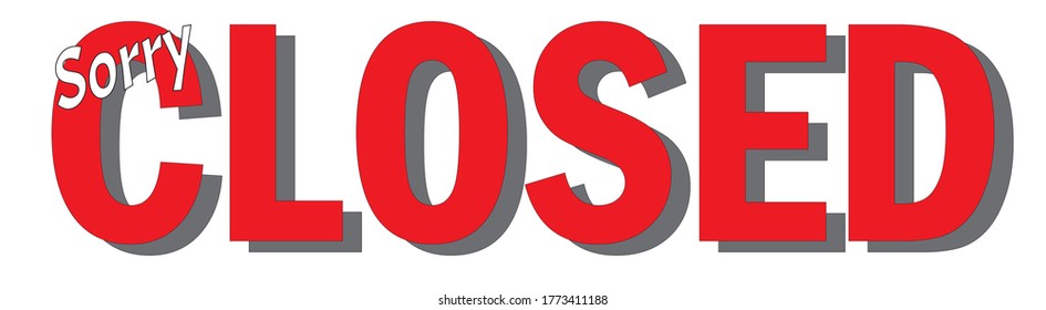 Vector design closed, red and white background.