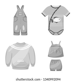 Vector design of cloth and apparel logo. Collection of cloth and garment stock vector illustration.