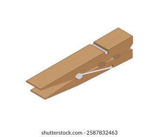 vector design of a cloth pin or clothes pin made of brown wood and is used to pin clothes when drying or can also be used for other purposes.