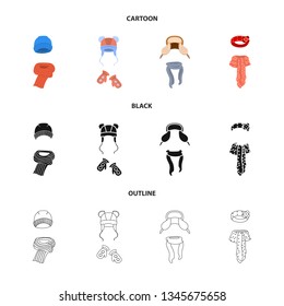 Vector design of clothes  and texture icon. Collection of clothes  and weather  stock vector illustration.