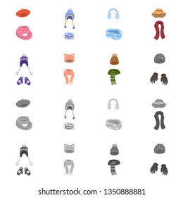 Vector design of clothes  and texture icon. Collection of clothes  and weather  stock symbol for web.