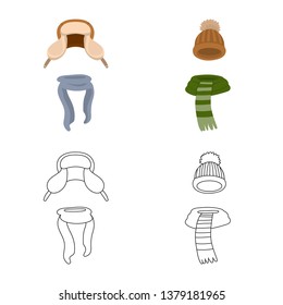 Vector design of clothes  and texture icon. Set of clothes  and weather  vector icon for stock.